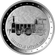 Монета 1 лат. 2011 год, Латвия. Железная дорога в Латвии.  Монета 1 лат. 2011 год, Латвия. Железная дорога в Латвии.