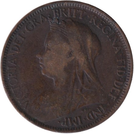 Монета 1/2 пенни. 1900 год, Великобритания.