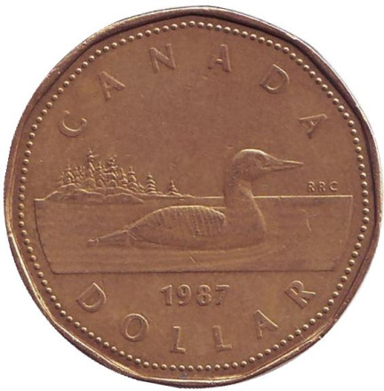 Монета 1 доллар, 1987 год, Канада. Утка.