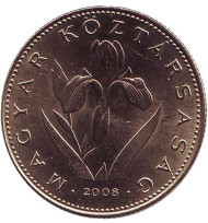 Монета 20 форинтов. 2008 год, Венгрия. Венгерский ирис. Монета 20 форинтов. 2008 год, Венгрия. Венгерский ирис.