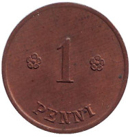 Монета 1 пенни. 1924 год, Финляндия. Монета 1 пенни. 1924 год, Финляндия.