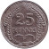 Монета 25 пфеннигов. 1910 год (F), Германская империя. Монета 25 пфеннигов. 1910 год (F), Германская империя.