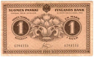 Бона 1 марка. 1916 год, Финляндия. Бона 1 марка. 1916 год, Финляндия.