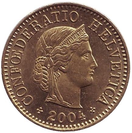 Монета 5 раппенов. 2004 год, Швейцария. Монета 5 раппенов. 2004 год, Швейцария.