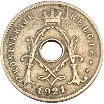 Монета 5 сантимов. 1921 год, Бельгия. (Belgie)