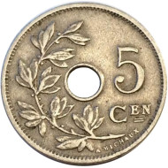 Монета 5 сантимов. 1921 год, Бельгия. (Belgie) Монета 5 сантимов. 1921 год, Бельгия. (Belgie)