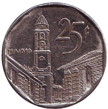 Монета 25 сентаво. 2001 год, Куба. Город-музей Тринидад.