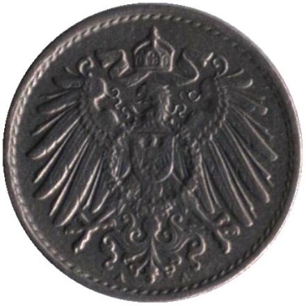 Монета 5 пфеннигов. 1917 (А) год, Германская империя.