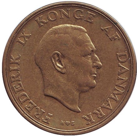 Монета 2 кроны. 1955 год, Дания. Фредерик IX.