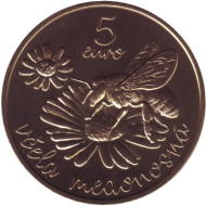 Монета 5 евро. 2021 год, Словакия. Медоносная пчела. Монета 5 евро. 2021 год, Словакия. Медоносная пчела.