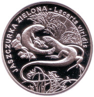 Монета 20 злотых. 2009 год, Польша. Зелёная ящерица. Монета 20 злотых. 2009 год, Польша. Зелёная ящерица.