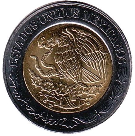 Монета 1 песо. 2014 год, Мексика. Монета 1 песо. 2014 год, Мексика.