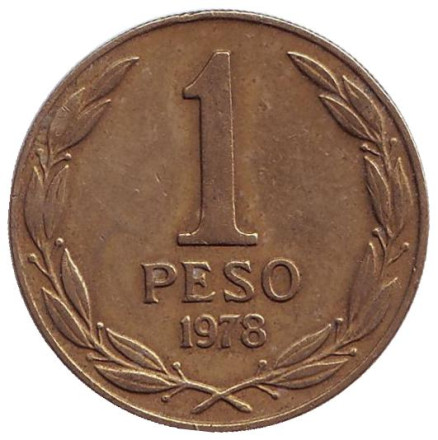 Монета 1 песо. 1978 год, Чили. Бернардо О’Хиггинс.