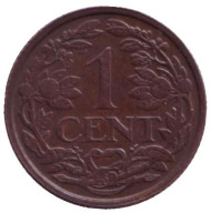 Монета 1 цент. 1939 год, Нидерланды. Монета 1 цент. 1939 год, Нидерланды.