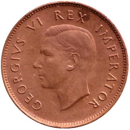 Монета 1/4 пенни (фартинг). 1946 год, ЮАР. Птицы.