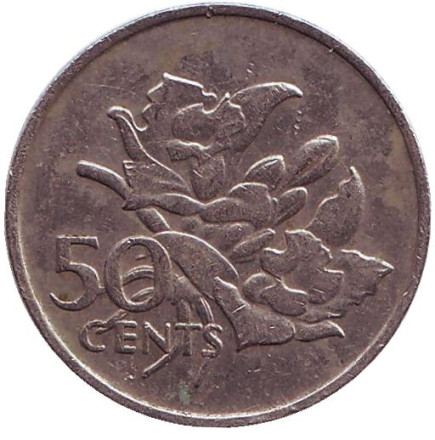 Монета 50 центов. 1977 год, Сейшельские острова. Орхидея.
