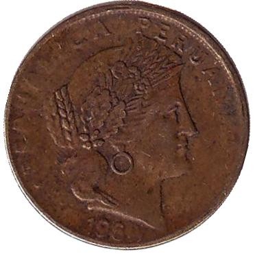 Монета 5 сентаво. 1964 год, Перу. Монета 5 сентаво. 1964 год, Перу.