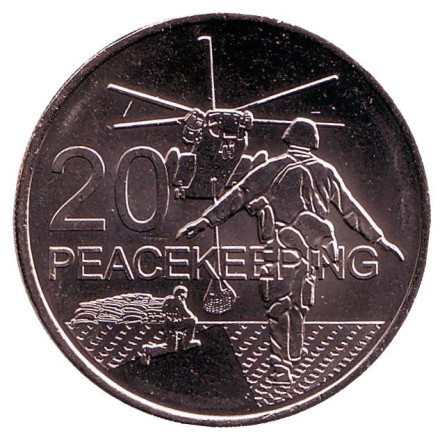 Монета 20 центов. 2016 год, Австралия. Миротворцы.