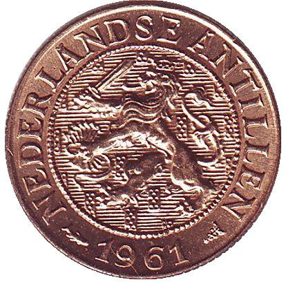 Монета 1 цент. 1961 год, Нидерландские Антильские острова. UNC.