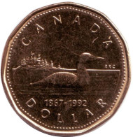 Монета 1 доллар. 1992 год, Канада. 125 лет Конфедерации. Монета 1 доллар. 1992 год, Канада. 125 лет Конфедерации.