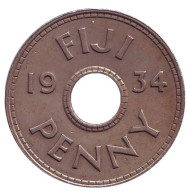 Монета 1 пенни. 1934 год, Фиджи. Монета 1 пенни. 1934 год, Фиджи.