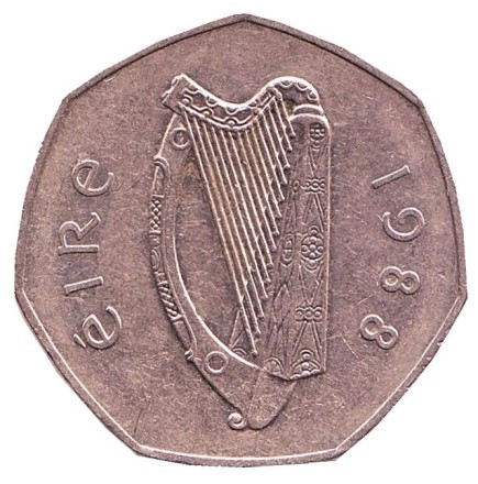 Монета 50 пенсов. 1988 год, Ирландия. 1000 лет Дублину. Монета 50 пенсов. 1988 год, Ирландия. 1000 лет Дублину.