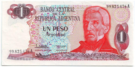 Банкнота 1 песо. 1983-1984 гг., Аргентина. (Тип 1).
