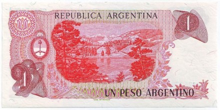 Банкнота 1 песо. 1983-1984 гг., Аргентина. (Тип 1). Банкнота 1 песо. 1983-1984 гг., Аргентина. (Тип 1).