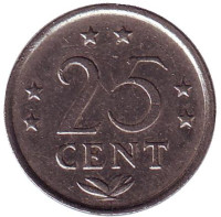 Монета 25 центов, 1985 год, Нидерландские Антильские острова. 