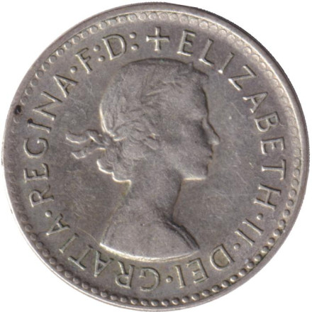 Монета 3 пенса. 1960 год, Австралия.