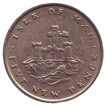 Монета 5 новых пенсов. 1971 год, Остров Мэн. Замок.