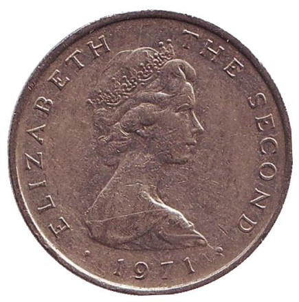 Монета 5 новых пенсов. 1971 год, Остров Мэн. Замок. Монета 5 новых пенсов. 1971 год, Остров Мэн. Замок.