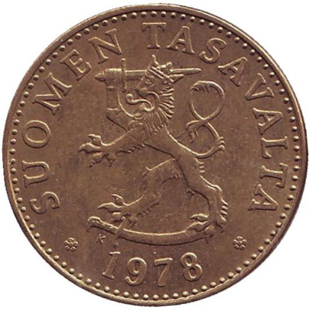 Монета 50 пенни. 1978 год, Финляндия. Монета 50 пенни. 1978 год, Финляндия.