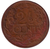 Монета 2,5 цента. 1948 год, Кюрасао. Монета 2,5 цента. 1948 год, Кюрасао.
