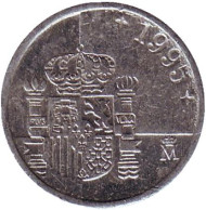 Монета 1 песета. 1995 год, Испания. Монета 1 песета. 1995 год, Испания.