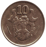 Монета 10 центов. 1998 год, Кипр. Декоративная ваза. Монета 10 центов. 1998 год, Кипр. Декоративная ваза.