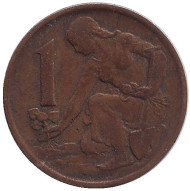 Монета 1 крона. 1963 год, Чехословакия. Монета 1 крона. 1963 год, Чехословакия.