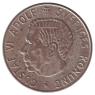 Монета 1 крона. 1955 год, Швеция. Густав VI. Монета 1 крона. 1955 год, Швеция. Густав VI.
