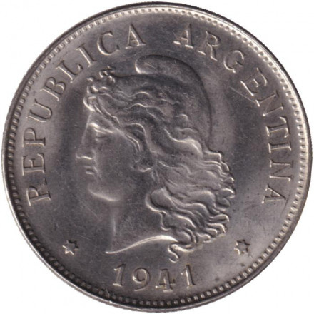 Монета 50 сентаво. 1941 год, Аргентина.