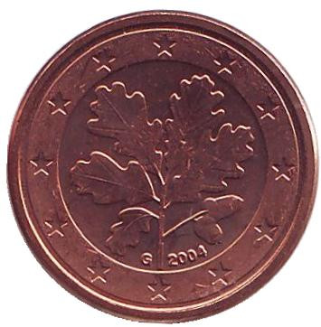 Монета 1 цент. 2004 год (G), Германия.