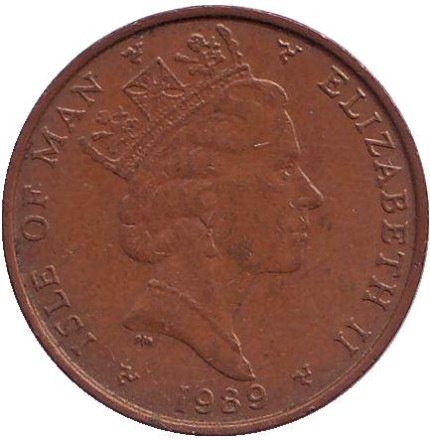 Монета 1 пенни, 1989 год, Остров Мэн. (AA) Токарный станок.