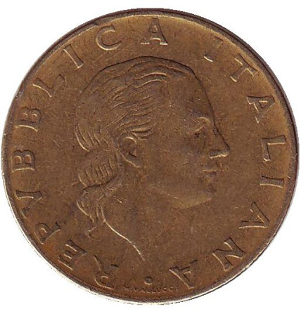 Монета 200 лир. 1980 год, Италия.