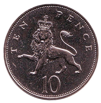 Монета 10 пенсов. 1987 год, Великобритания. BU.