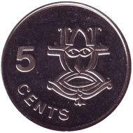 Монета 5 центов. 1993 год, Соломоновы острова. Ритуальная маска. Монета 5 центов. 1993 год, Соломоновы острова. Ритуальная маска.