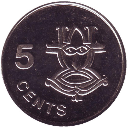 Монета 5 центов. 1993 год, Соломоновы острова. Ритуальная маска.