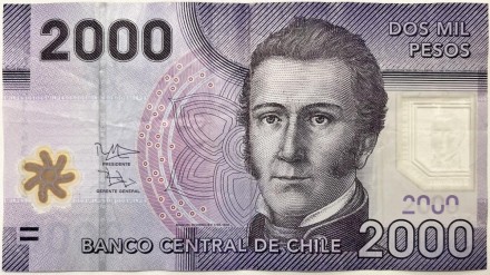 Банкнота 2000 песо. 2013 год, Чили. Банкнота 2000 песо. 2013 год, Чили.