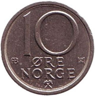 Монета 10 эре. 1978 год, Норвегия. Монета 10 эре. 1978 год, Норвегия.