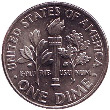 Монета 10 центов. 2009 (D) год, США. Рузвельт.