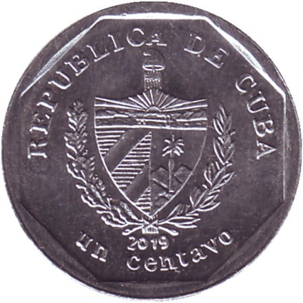 Монета 1 сентаво. 2019 год, Куба. Монета 1 сентаво. 2019 год, Куба.