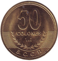 Монета 50 колонов, 2007 год, Коста-Рика. UNC. Монета 50 колонов, 2007 год, Коста-Рика. UNC.